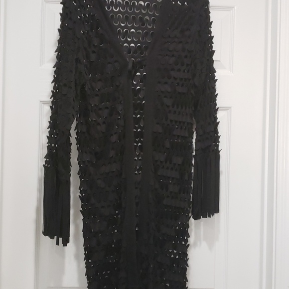 Fringed Shredded Grunge Whimsigoth Vibes Kimono Duster Cardigan - Picture 8 of 8